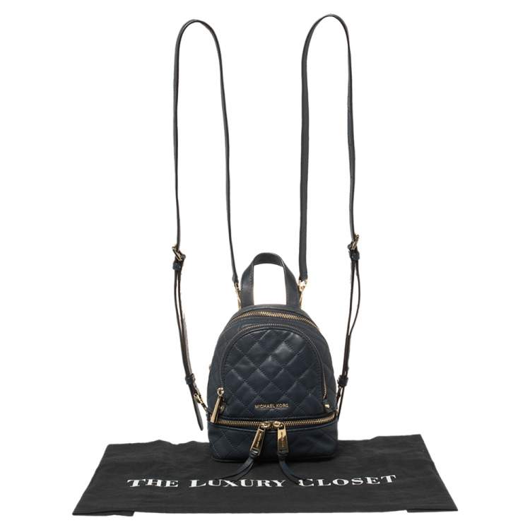 Pre Owned Michael Kors Blue Quilted Leather Mini Rhea Backpack