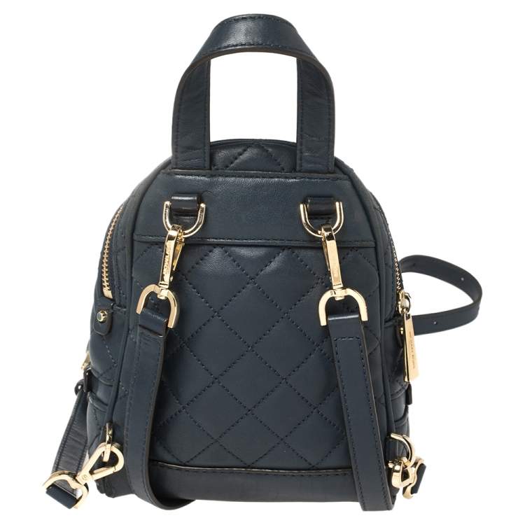 Pre Owned Michael Kors Blue Quilted Leather Mini Rhea Backpack