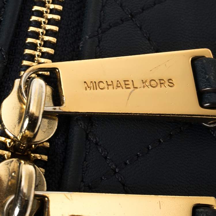 Pre Owned Michael Kors Blue Quilted Leather Mini Rhea Backpack