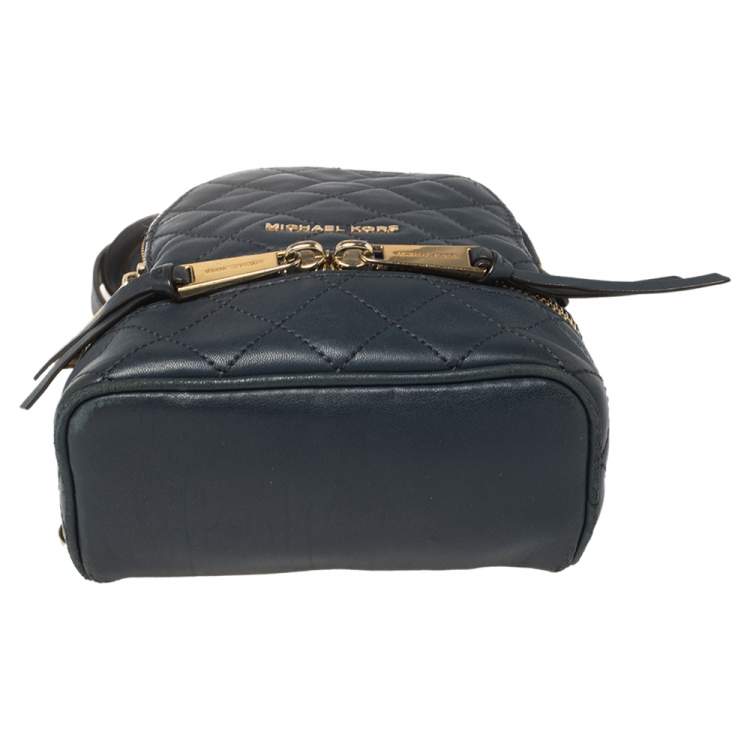 Pre Owned Michael Kors Blue Quilted Leather Mini Rhea Backpack