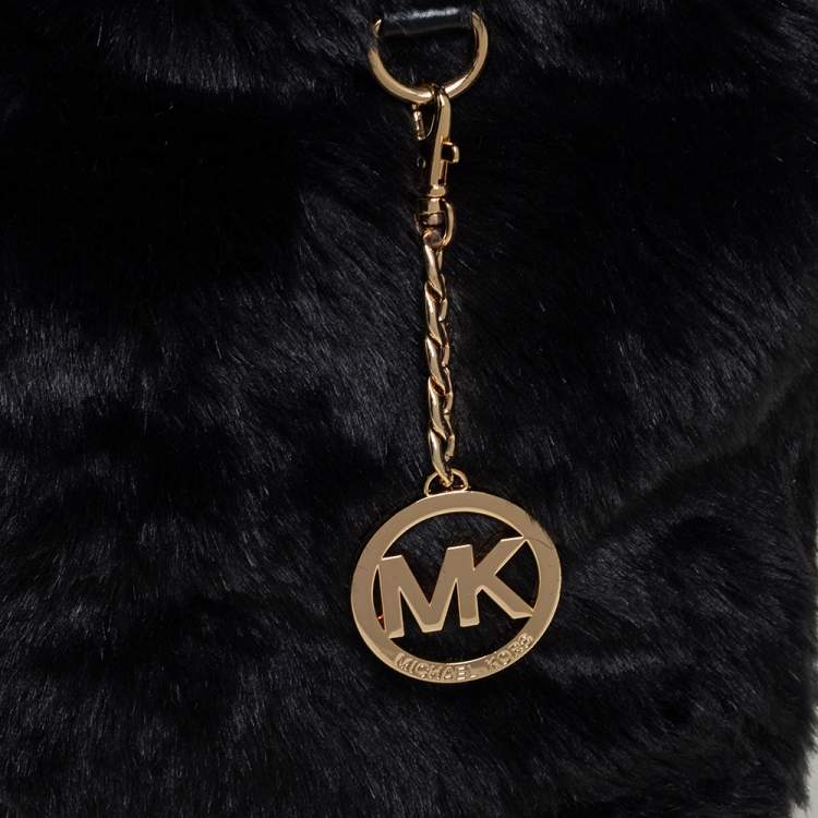 Pre Owned Michael Kors Black Faux Fur Drawstring Tote