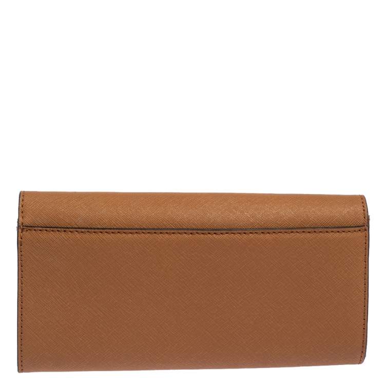Pre Owned Micheal Kors Tan Leather Jet Set Travel Continental Wallet