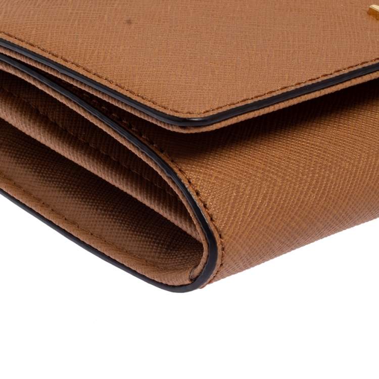 Pre Owned Micheal Kors Tan Leather Jet Set Travel Continental Wallet