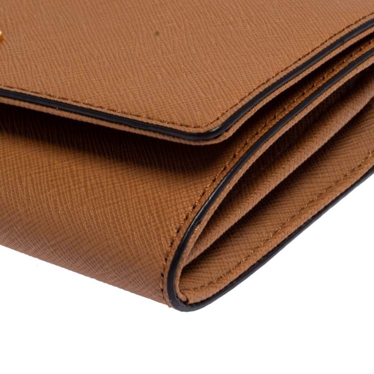 Pre Owned Micheal Kors Tan Leather Jet Set Travel Continental Wallet