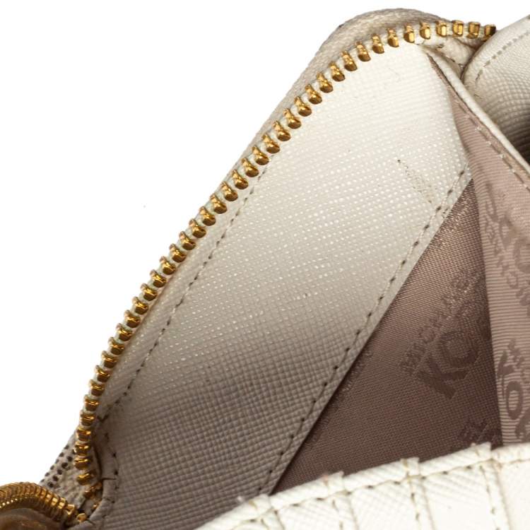 Pre Owned Michael Kors White/Beige Compact Wallet