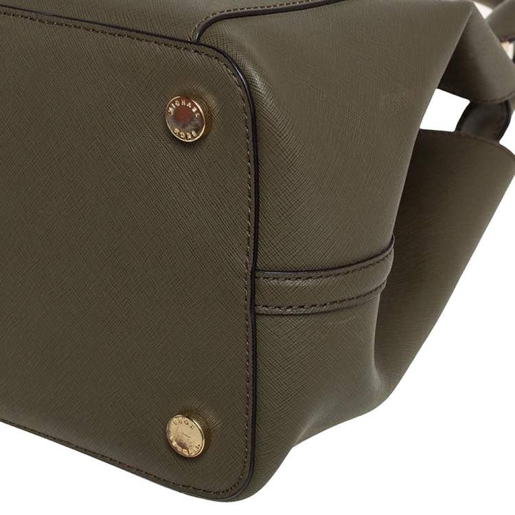 Pre Owned Michael Kors Green Saffiano Leather Greenwich Tote