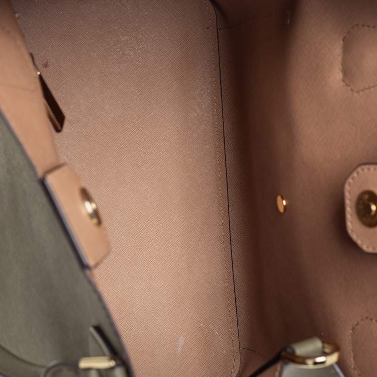 Pre Owned Michael Kors Green Saffiano Leather Greenwich Tote