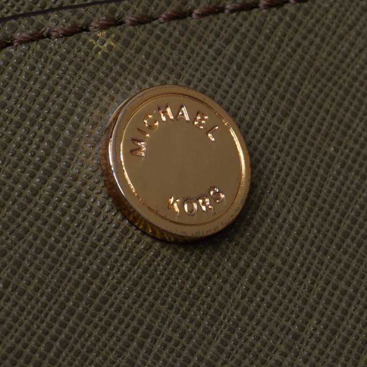 Pre Owned Michael Kors Green Saffiano Leather Greenwich Tote