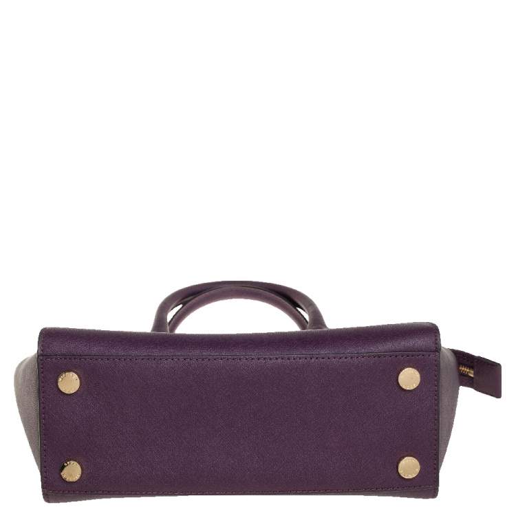 Pre Owned Michael Kors Purple Saffiano Leather Medium Selma Tote