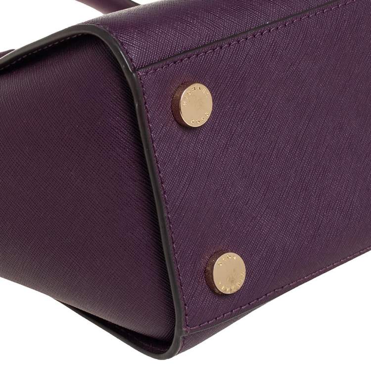Pre Owned Michael Kors Purple Saffiano Leather Medium Selma Tote