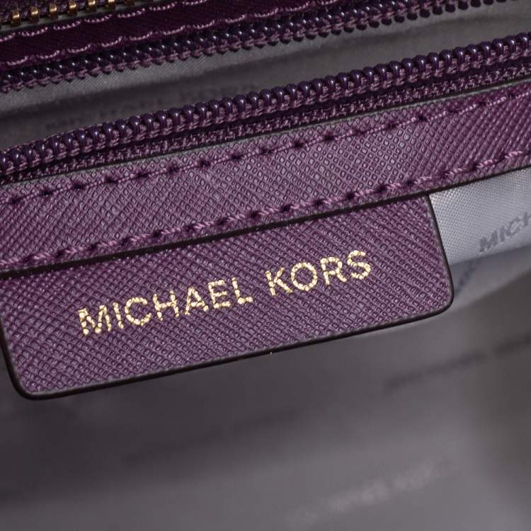 Pre Owned Michael Kors Purple Saffiano Leather Medium Selma Tote