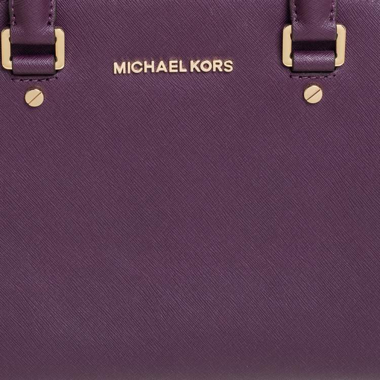 Pre Owned Michael Kors Purple Saffiano Leather Medium Selma Tote