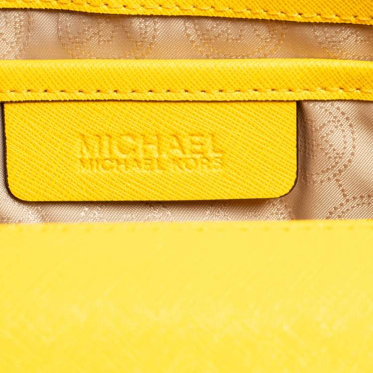 Pre Owned Michael Kors Yellow Leather Tilda Clutch Bag