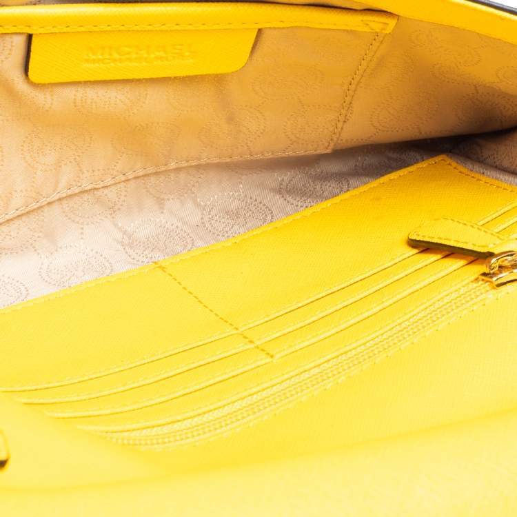 Pre Owned Michael Kors Yellow Leather Tilda Clutch Bag