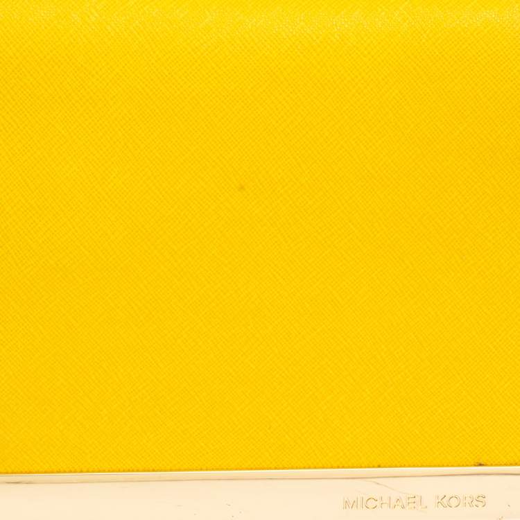 Pre Owned Michael Kors Yellow Leather Tilda Clutch Bag