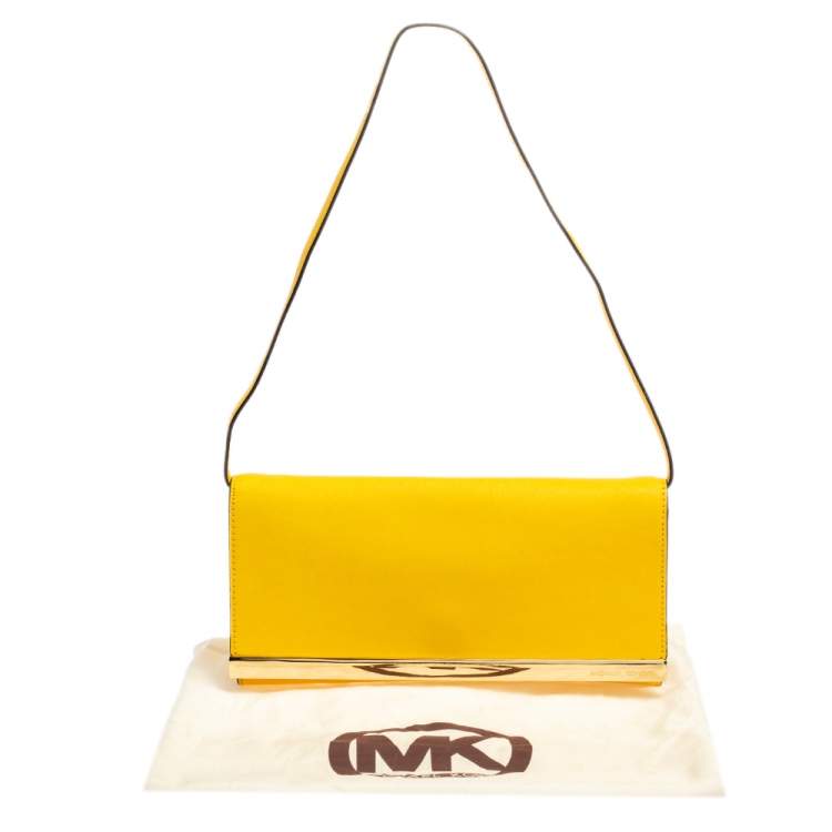 Pre Owned Michael Kors Yellow Leather Tilda Clutch Bag