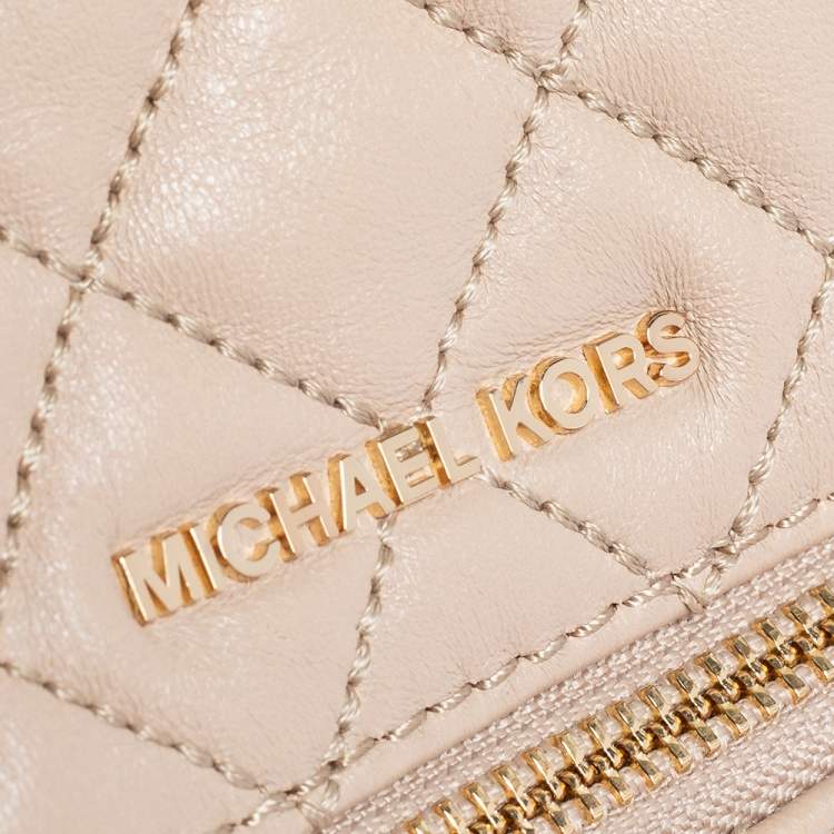 Pre Owned Michael Kors Beige Quilted Leather Rhea Backpack