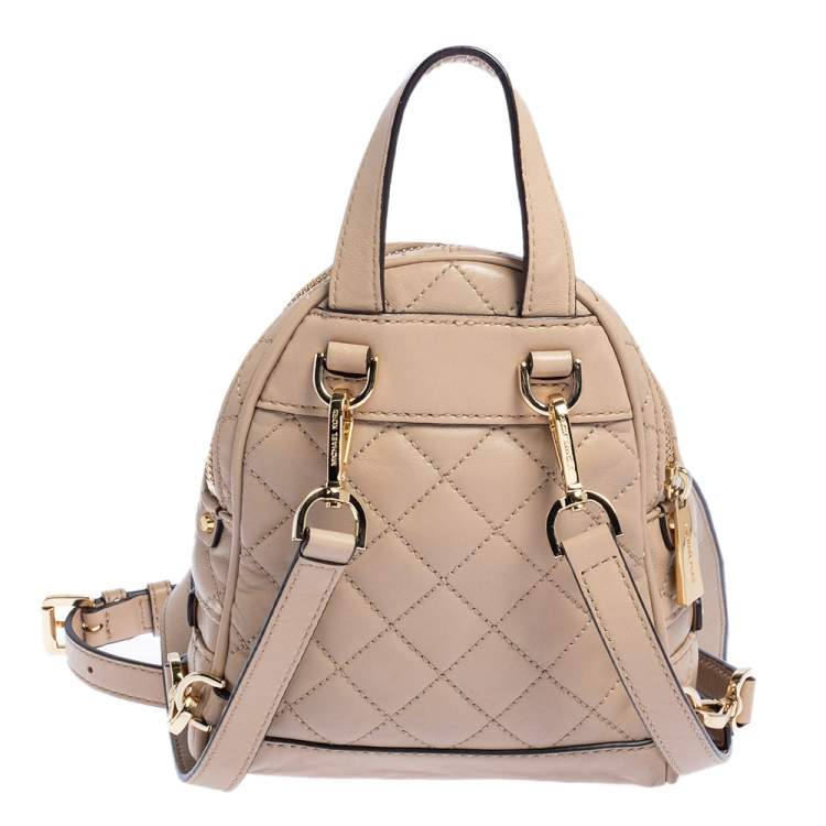 Pre Owned Michael Kors Beige Quilted Leather Rhea Backpack