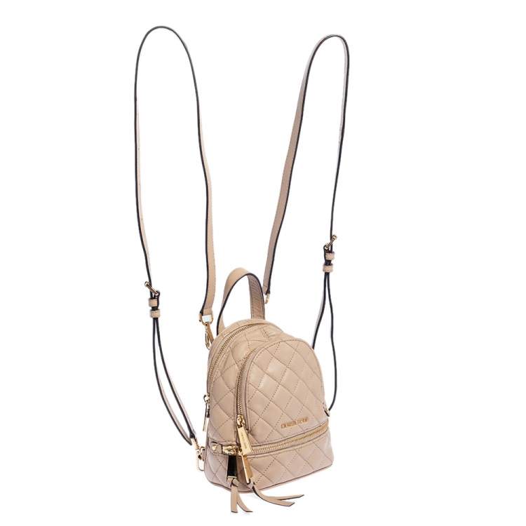 Pre Owned Michael Kors Beige Quilted Leather Rhea Backpack