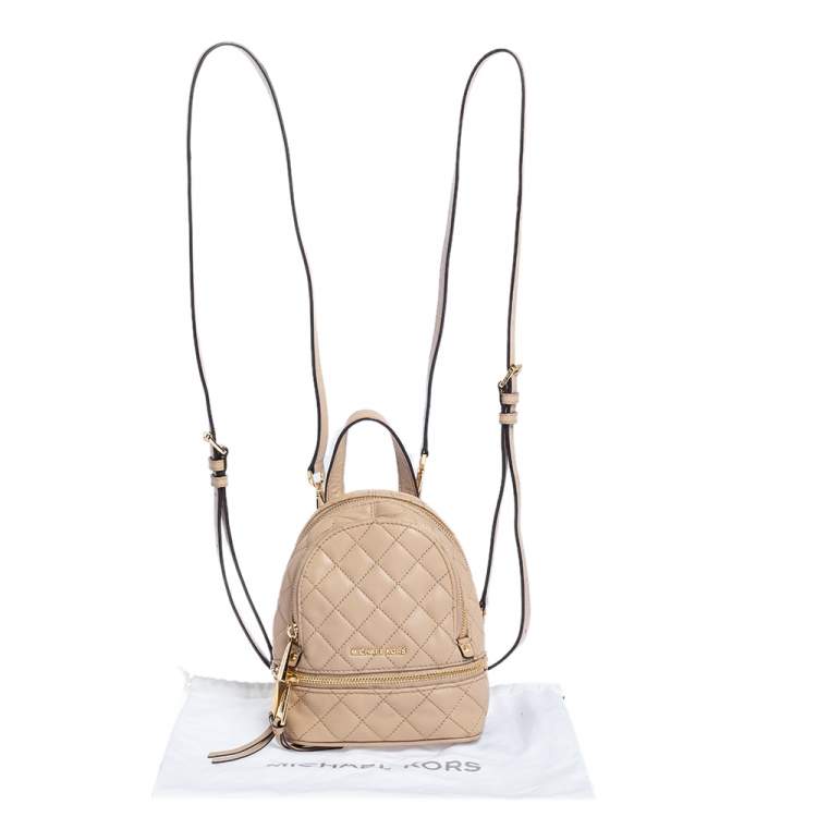 Pre Owned Michael Kors Beige Quilted Leather Rhea Backpack