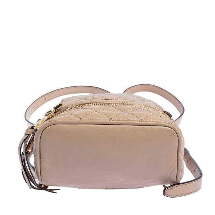 Pre Owned Michael Kors Beige Quilted Leather Rhea Backpack