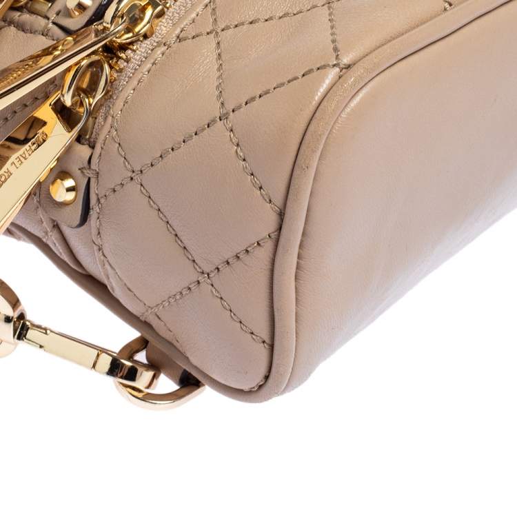 Pre Owned Michael Kors Beige Quilted Leather Rhea Backpack