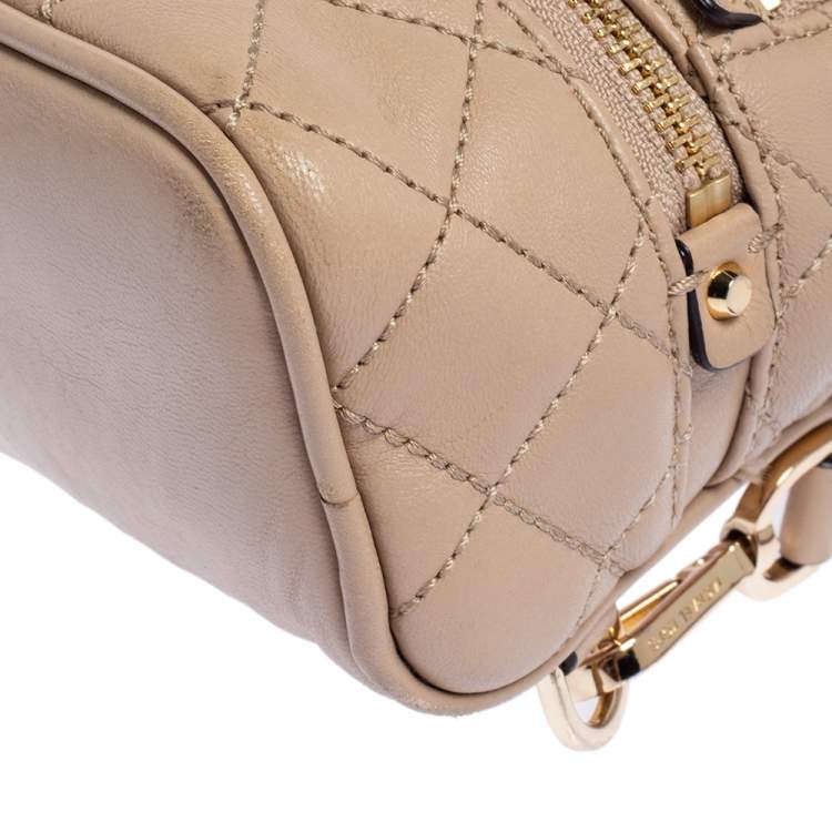 Pre Owned Michael Kors Beige Quilted Leather Rhea Backpack