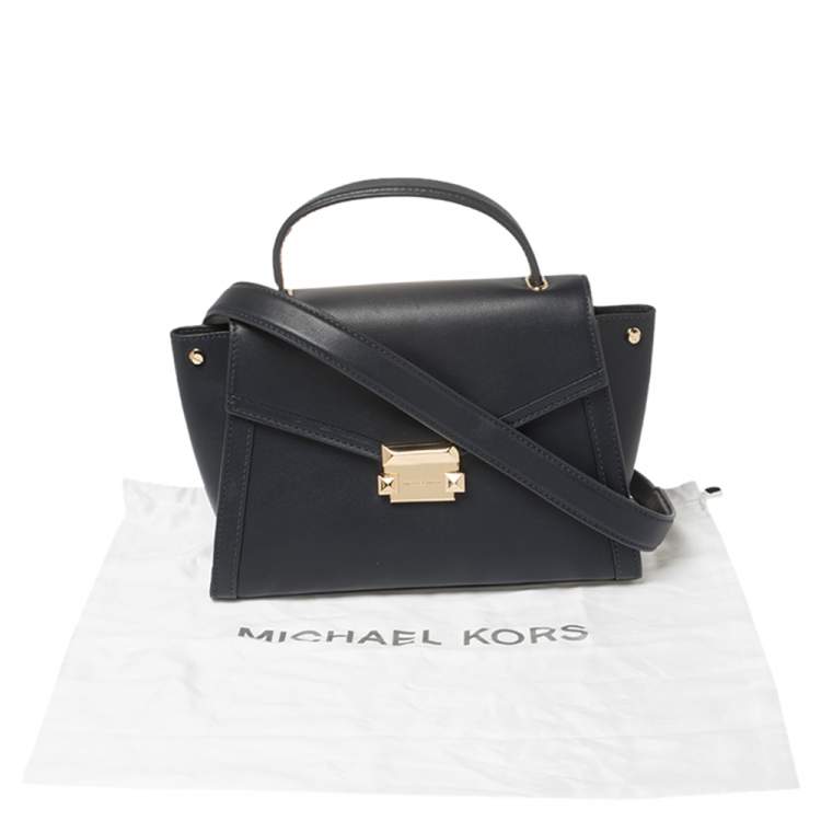 Pre Owned Michael Kors Navy Blue Leather Medium Whitney Top Handle Bag