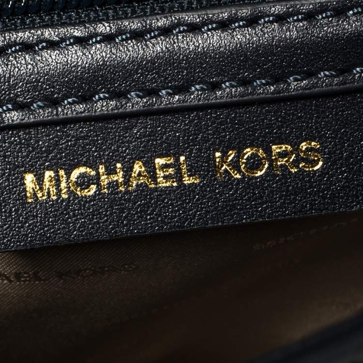 Pre Owned Michael Kors Navy Blue Leather Medium Whitney Top Handle Bag