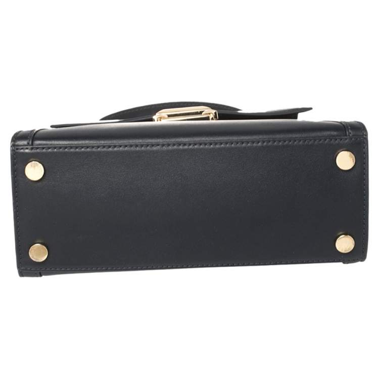 Pre Owned Michael Kors Navy Blue Leather Medium Whitney Top Handle Bag