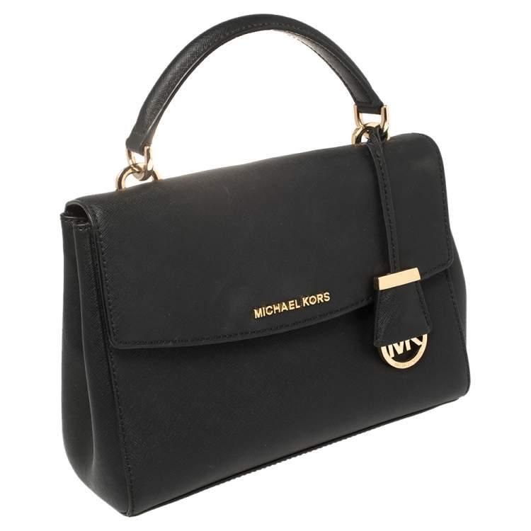 Pre Owned Michael Kors Black Leather Small Ava Top Handle Bag