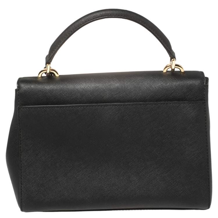 Pre Owned Michael Kors Black Leather Small Ava Top Handle Bag