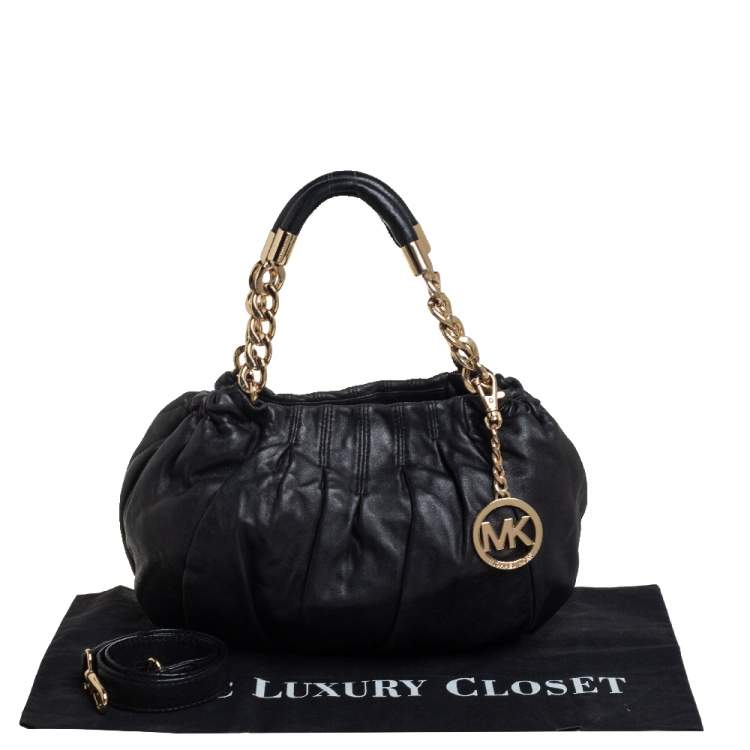 Pre Owned Michael Kors Black Leather Erin Hobo