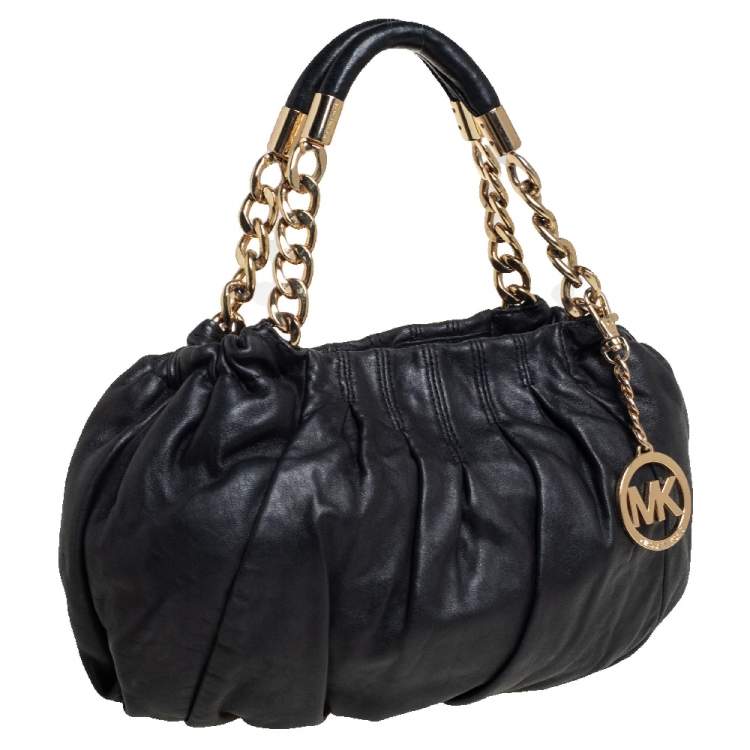 Pre Owned Michael Kors Black Leather Erin Hobo