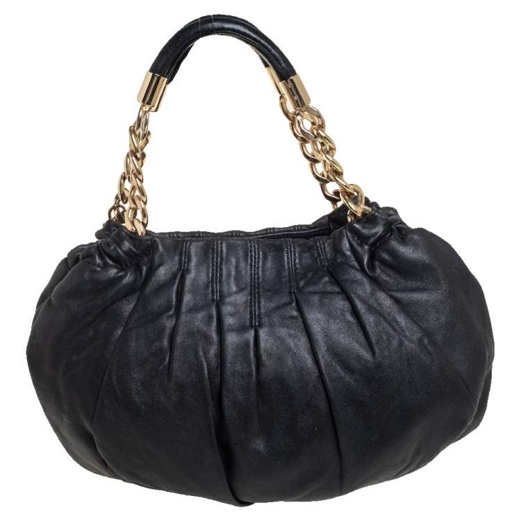 Pre Owned Michael Kors Black Leather Erin Hobo