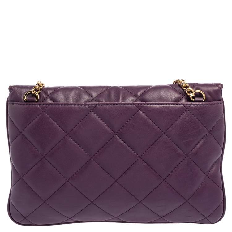 Pre Owned Michael Kors Purple Quilted Leather Sloan Chain Bag