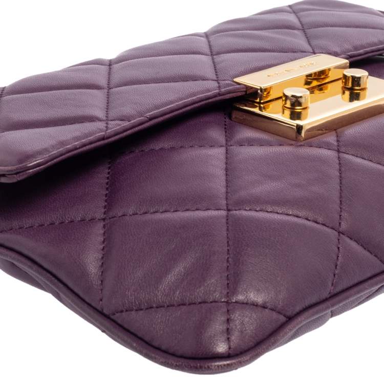 Pre Owned Michael Kors Purple Quilted Leather Sloan Chain Bag