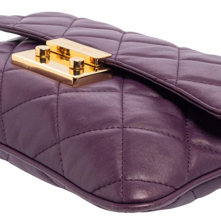 Pre Owned Michael Kors Purple Quilted Leather Sloan Chain Bag