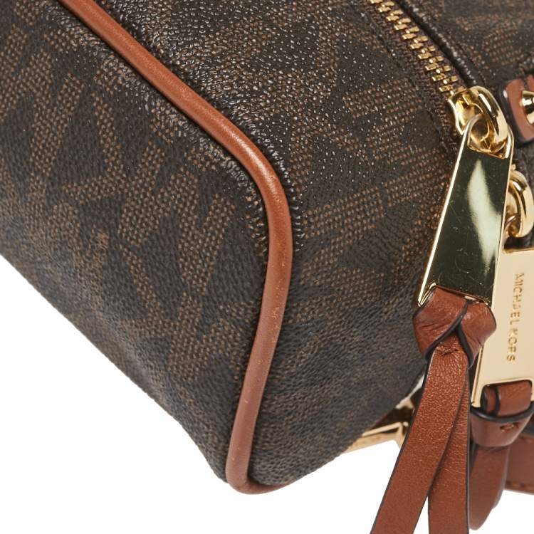 مملوكة مسبقًا Michael Kors Brown Signature Coated Canvas and Leather Mini Rhea Backpack