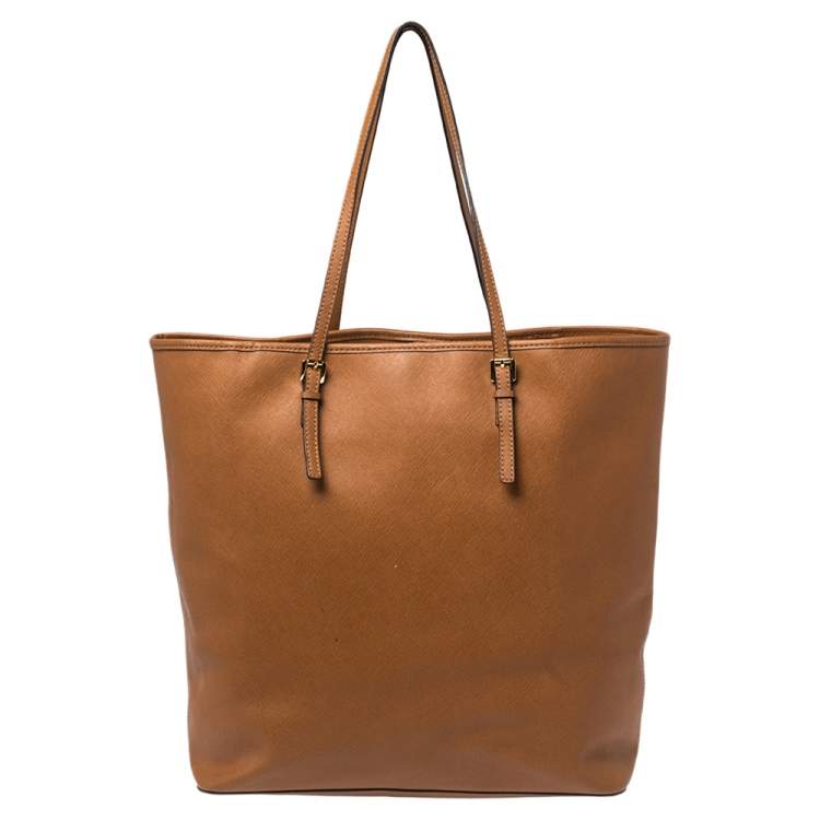 Pre Owned Michael Kors Brown Leather Travel Jet Set Tote