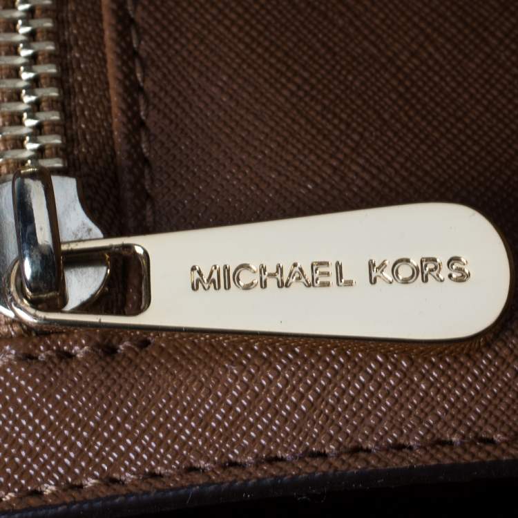 Pre Owned Michael Kors Brown Leather Travel Jet Set Tote