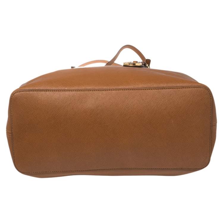 Pre Owned Michael Kors Brown Leather Travel Jet Set Tote