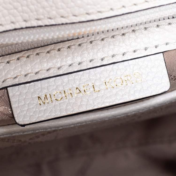 Pre Owned Michael Kors White Leather Large Whitney Top Handle Bag