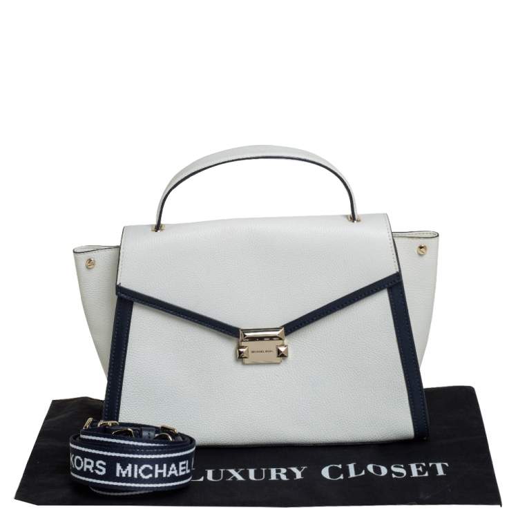 Pre Owned Michael Kors White Leather Large Whitney Top Handle Bag