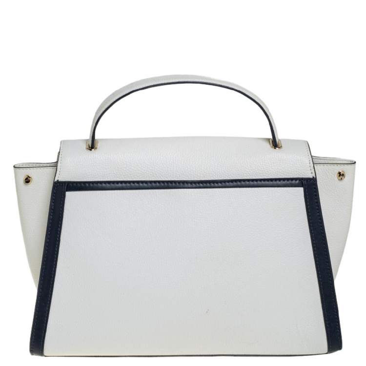 Pre Owned Michael Kors White Leather Large Whitney Top Handle Bag