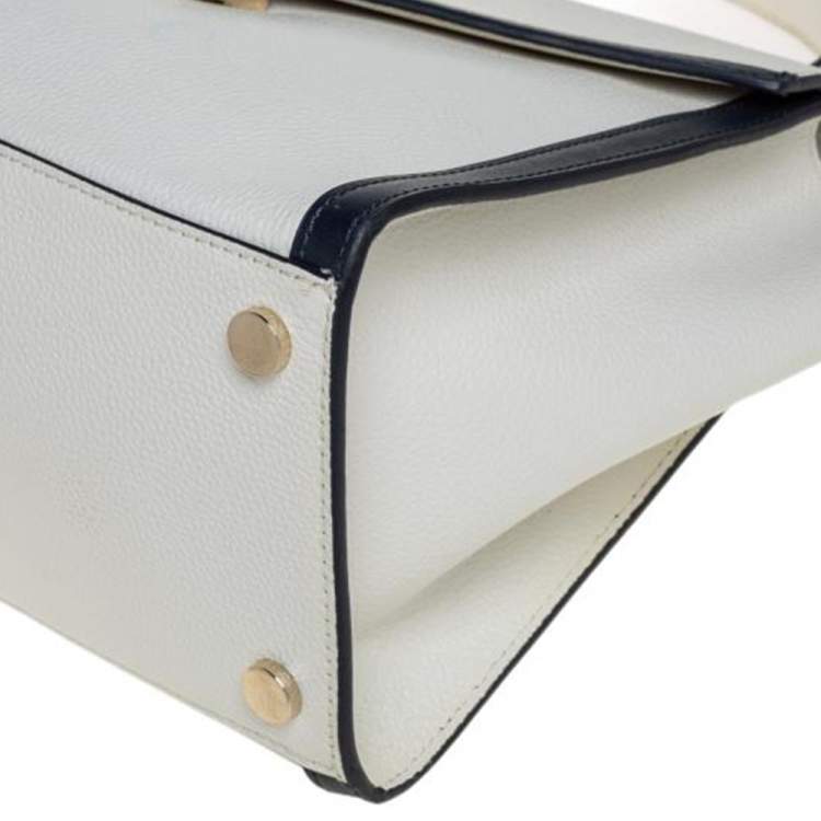 Pre Owned Michael Kors White Leather Large Whitney Top Handle Bag
