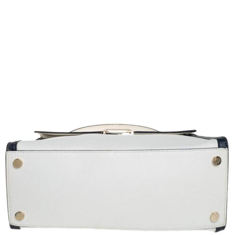 Pre Owned Michael Kors White Leather Large Whitney Top Handle Bag