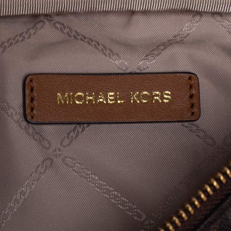 Pre Owned Michael Kors Brown/Tan Signature Coated Canvas and Leather Mott Belt Bag