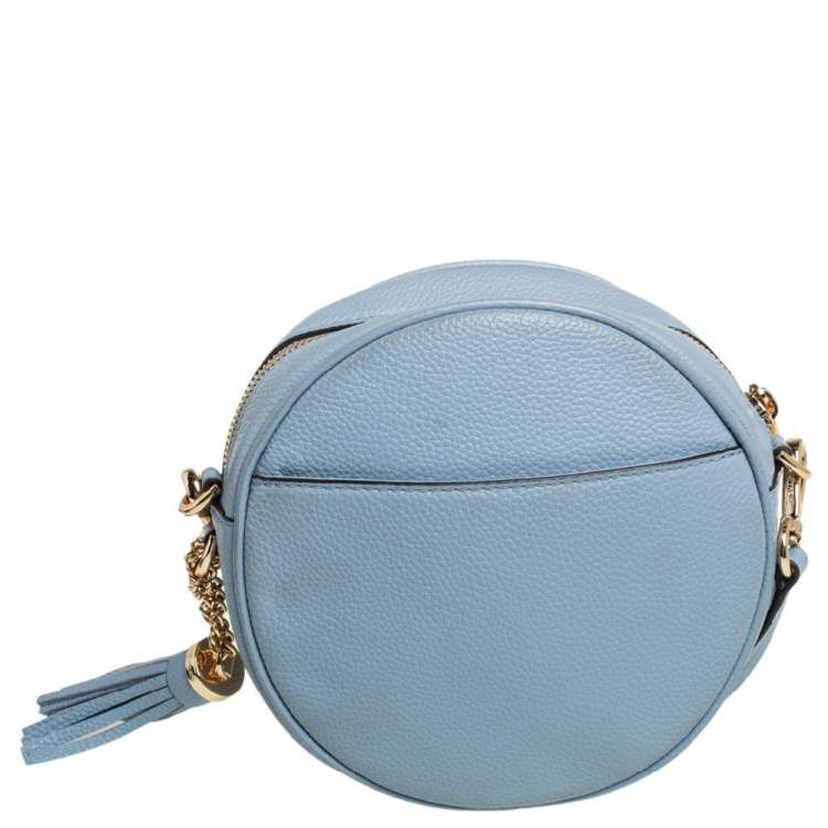 Pre Owned Michael Kors Blue Leather Round Crossbody Bag