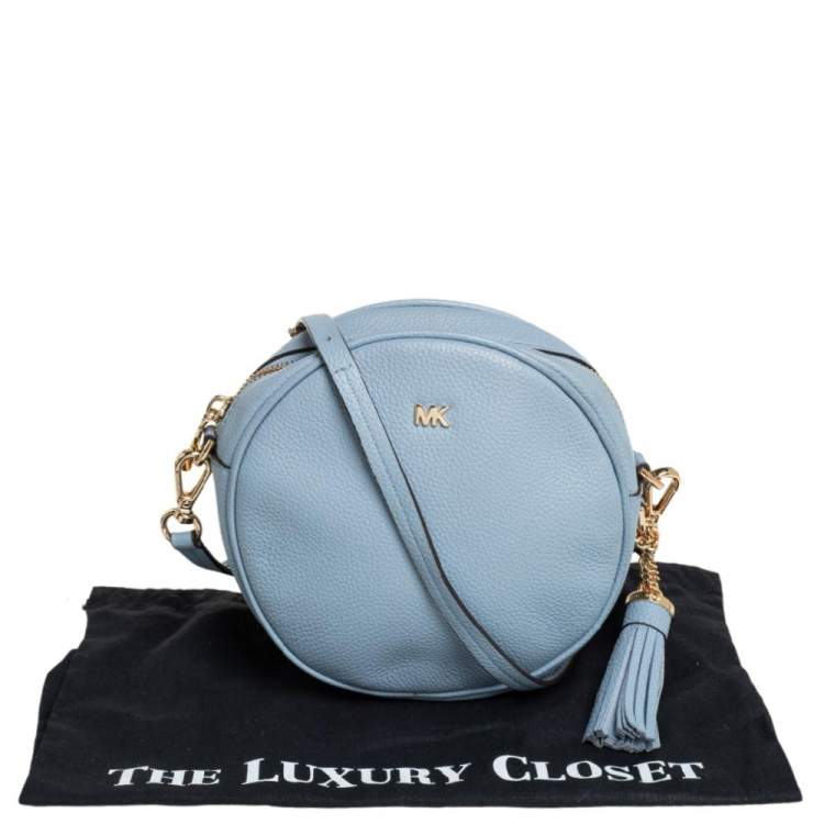 Pre Owned Michael Kors Blue Leather Round Crossbody Bag
